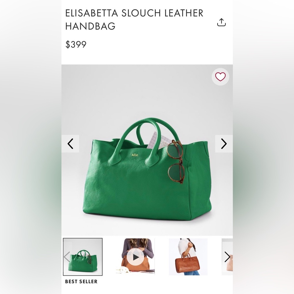 Mark & Graham Elisabetta Slouch Leather Handbag – Kelly Green Pebbled Leather - Picture 4 of 11